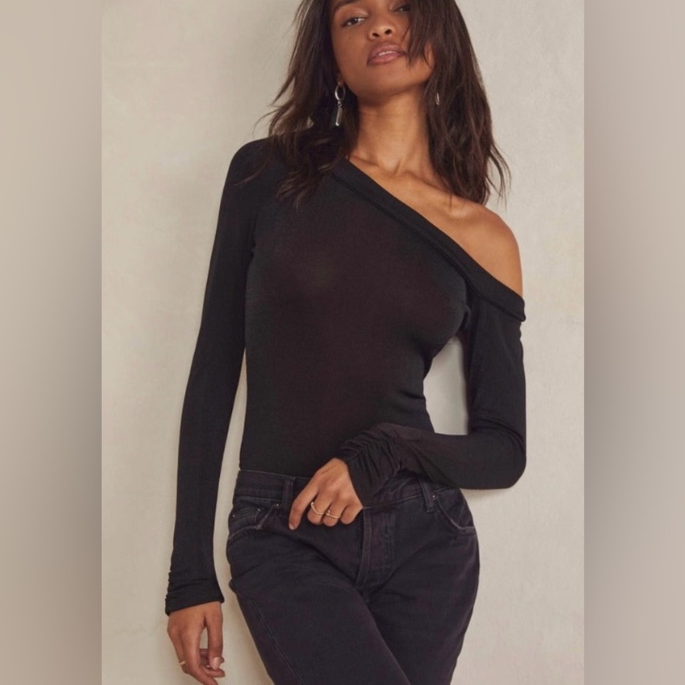 Free People NWT Black Thats Hot Thong Bodysuit